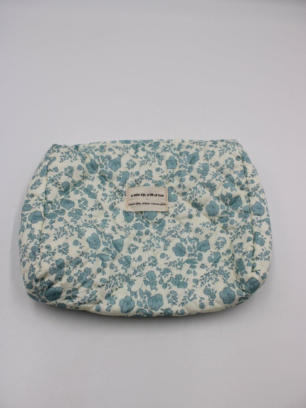 Floral Makeup Cosmetic Bag Blue & White 9.25" x 7"